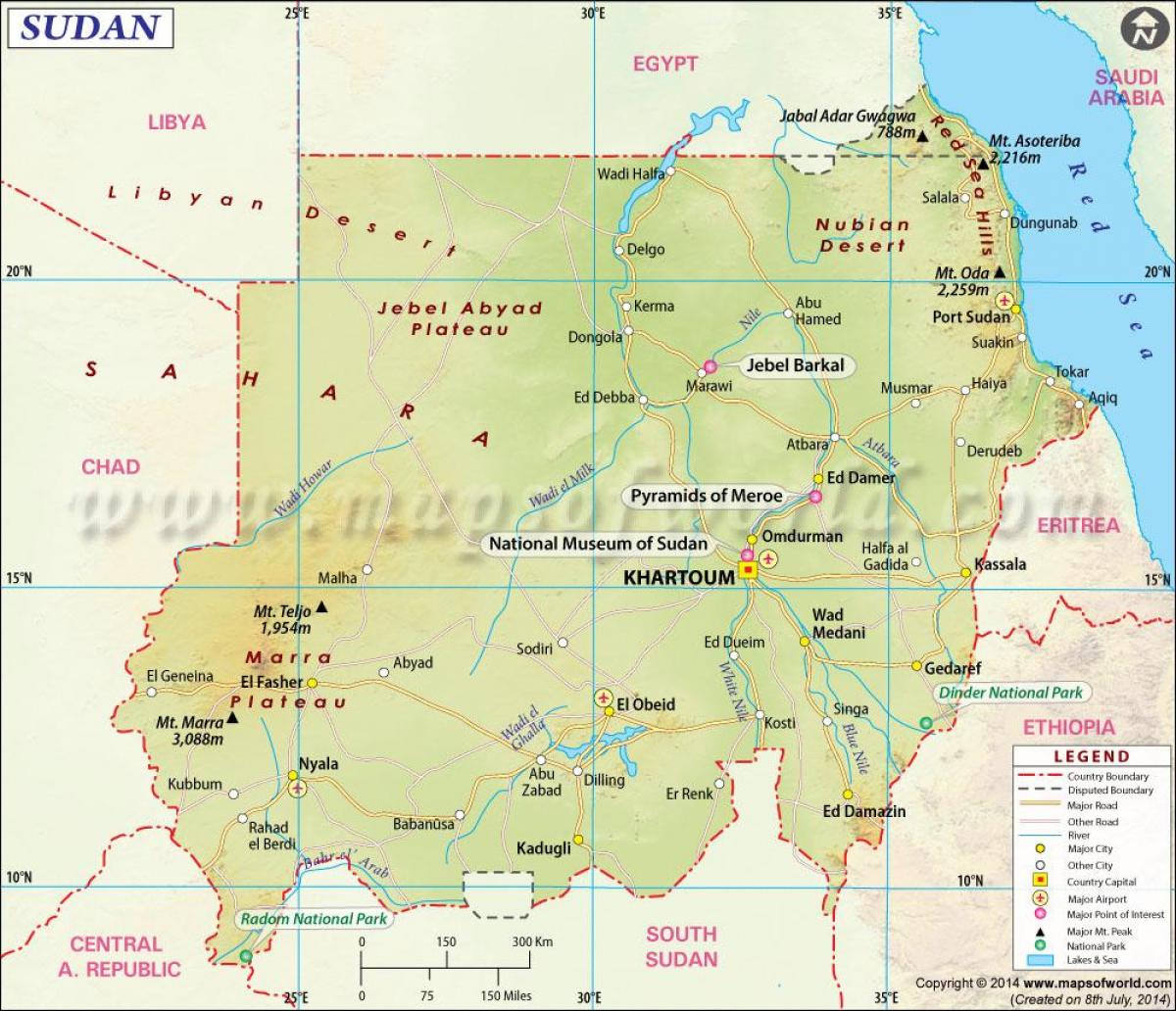 Peta bandar-bandar Sudan